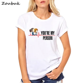 Vasaras Topi Cartoon S Anatomija T krekls Sievietēm Tu esi Mans Cilvēks Burtu T-Krekls ar Īsām Piedurknēm Kokvilnas Sieviešu Balts T krekls