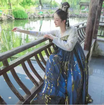 Hanfu Sieviešu Ķīnas Senās Kultūras Kleita Fantasia Sieviešu Cosplay Kostīms Puse Masku Hanfu Par Plus Lieluma Dāma