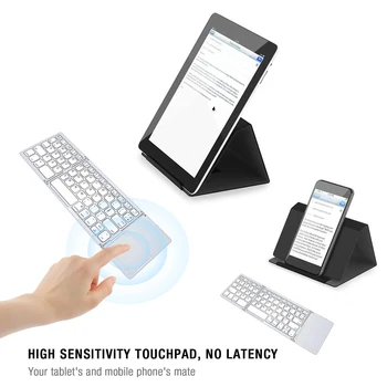 Ultra-Slim Uzlādējamais Bezvadu Tastatūras Salokāms Bluetooth Bezvadu Tastatūra Tastatūra ar Skārienpaliktni, iOS, Windows vai Android