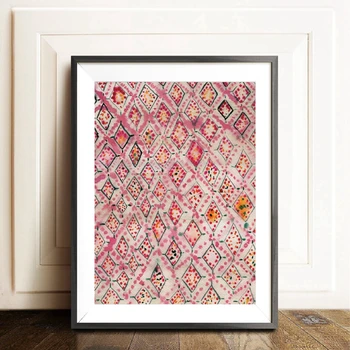 Vintage rozā paklāju mākslas izdrukas boho stila sienu apdare, eklektisks plakātu, ūdens krāsu boho kanvas glezna mūsdienu anotācija sienas