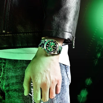 LIGE Dizaina Zīmola Luksusa Mehānisko Pulksteņu Vīriešiem Automātiskā Zaļā Pulksteņi Vīriešu Silikona Niršanas Uzņēmumu Sporta Rokas pulksteni Reloj
