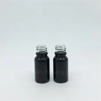 Bezmaksas piegāde 200pcs/daudz 10ml tukšs melna stikla ēteriskās eļļas pudeli ar Ziedu grozs pilinātāju, 10CC stikla smaržu pudeles