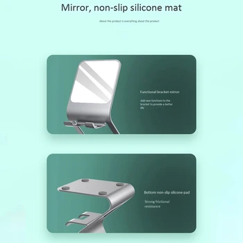 Mobilo Telefonu Stends ar Make Up Spogulis Metāla Tālruņa Turētājs iPhone 11 Pro XS Max XR X Plus un Citi Android Viedtālruņi