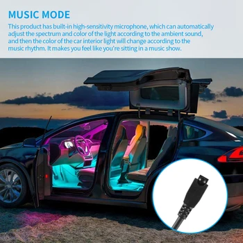 Auto LED Sloksnes Gaismas USB Bluetooth Atmosfēru Gaismas LED Auto Welcome Gaismas Multi-krāsu Mūzika Automašīnu Strip Gaismas Krāsains gaismas