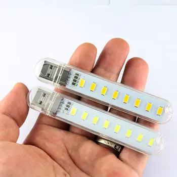 LumiParty Portatīvie Mini USB Strāvas 8 LED Nakts Gaisma 5V Lasīšanas Lampas Jauda Banka Klēpjdatoru