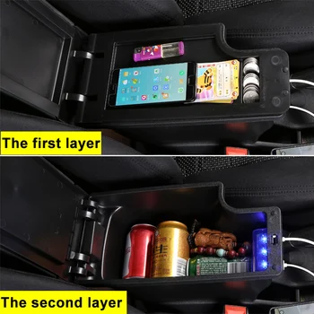 Priekš Nissan juke elkoņbalsti lodziņā universālo auto centrs konsoles caja modifikācijas piederumi divreiz izvirzīja ar USB Neviena iekārta