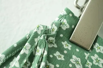 Francija stila Zaļā Vidum Teļš Svārki Pogu chiffonSkirt Vintage līnijas Gadījuma Sievietes Augsta Vidukļa Dāmas pusē atvērt pogu Svārki