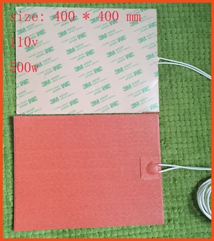 110v 500w 400 * 400 mm silikona riscaldamento pad / riscaldatore letto uz stampante 3d con silikona silda gultu filmu sildītājs pad