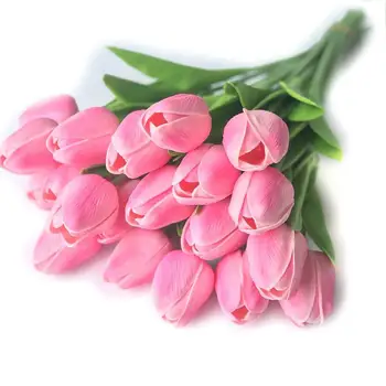 1gb Tulpes Mākslīgie Ziedi PU Viltus Ziedi, Kāzu Dekorēšana Partijas Apdare L4Y0