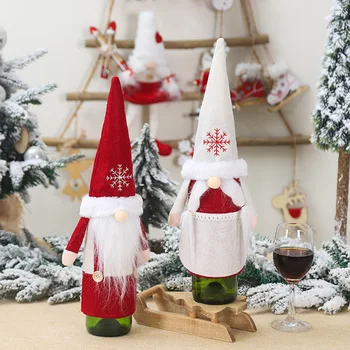 Pelēks, Balts Santa Klauss, Ziemassvētku Vīna Pudeles Vāciņu 