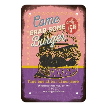 Nāc Greifers Daži Burger Vintage Metāla Skārda Zīme 8x12 Collu Retro Sienas Kafejnīca Snack Bar House Dekoru Stenda Plakāts