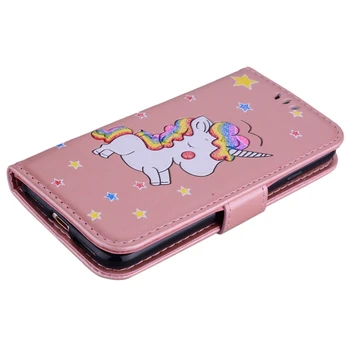 IPhone 8& 8 Plus Mirdzēt Pulveris Unicorn Modelis Horizontālā Flip Ādas somiņa ar Īpašnieka & Maks & Karšu Slots & Foto Rāmis