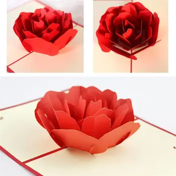 3D Puķu Dobi Popup Apsveikuma kartiņu Valentīna Apsveikuma kartiņu, Roku darbs Popup Kartes Popup Dāvanu Kartes