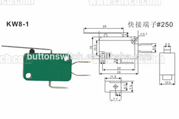 YT KW8-1 Ķīnas ražošana atlaides mikro slēdzis t125 īso sviru mikro slēdzis kw3a 10t105