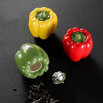 Simulācijas Dārzeņu Uzglabāšanas Jar Keramikas Zaļo Piparu Formas Tējas Riekstu Glabāšanai Var Aizzīmogo Kastes Uzglabāšanas Tvertnes Virtuves Piederumi