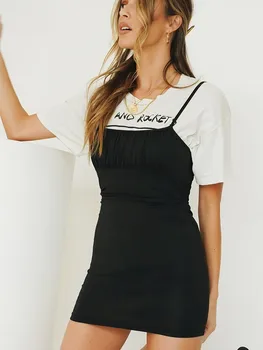 Modes Sievietes Sexy Kleita bez Piedurknēm Zeķturi Ietin Krūtīm Atklātu Atpakaļ Slim Mini Kleitas, Pavasara Un Rudens Bāzes Kleita 2020