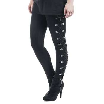 Melnas Garās Zeķes Sievietēm Gothic Modes Mežģīnes Up Streetwear Bikses Pavasara Fitnesa Elastīga Izdilis Leggins Elpojošs Treniņu Legging