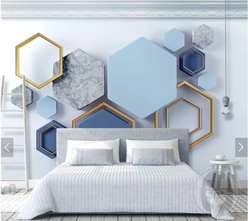 Pasūtījuma 3D papel de parede, ģeometrisko marmora mozaīku sienas, lai dzīvojamā istaba guļamistaba, dīvāns fona mājās apdare tapetes