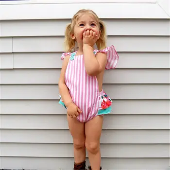 Maz Meiteņu Un Zīdaiņu Jumpsuit Bodysuit Playsuit Bērnu Vertikālu Svītru Ziedu Bodysuits Sunsuit Apģērbs, Apģērbu Svītrains Apģērbs