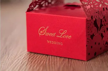 Klasisks SARKANU lāzera samazināt saldumu kārba labā ar lenti, lai kāzu casamento puses, bomboniere šokolādes suvenīru iepakojums,100GAB