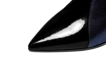 MLJUESE ir 2021. sievietes Potītes zābaki Govs ādas Ziemas īsās plīša Norādīja Toe Rāvējslēdzēju raibs augstpapēžu kurpes, sieviešu zābaki, izmērs 42