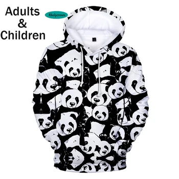 Balts Panda drukāt pelēkā vārna 3D Dzīvnieku Hoodies bērniem, Vīriešiem, Sievietēm, sporta Krekli Rudens drukāt Kapuci zēniem, meitenēm Gudrs fuuny puloveri