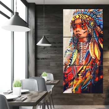 Indijas meitene audekls mākslas akvareļa mājas apdare, dzīvojamā istaba, virtuve eju sienu apdare, plakātu drukāšana bezrāmju