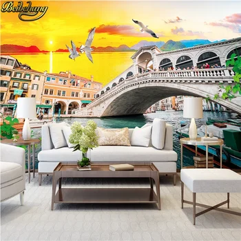 Beibehang pielāgotas 3D foto sienas tapešu Venēcijas Pilsētas Ūdens Tilts guļamistaba dzīves ainavas restorāns lielu sienas tapetes