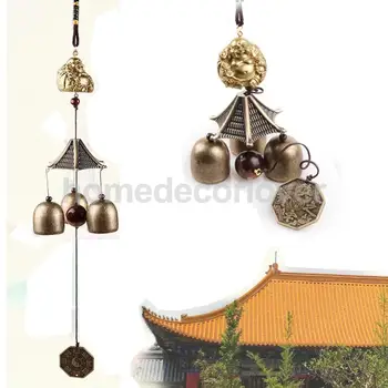 Ķīnas Budas Monētu Metāla Bell Laimīgs Feng Shui Karājas Šarmu Vēja Piebalsot