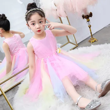 2019 Jauno Vasaras Kostīms Meitenēm Princese Kleita Bērnu Vakara Apģērbs Bērniem Šifona Mežģīņu Kleitas Bērnu Meitene Puse Pērle Kleitu