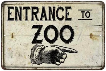 Ieejas Zoo Vintage Izskatu Šiks Problemātisko Metāla Zīme