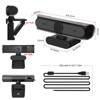 K50 Webcam 1080P 5MP Straumēšanas Webcam USB Webcam PC Klēpjdatoru Platleņķa Kamera, Video Konferences Webcam