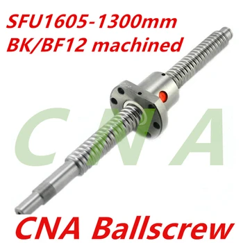 Bezmaksas piegāde SFU1605 1300mm velmēta tērauda lodveida skrūves C7 pakāpei ar 1605 atloka vienu bumbu uzgriezni, BK/BF12 beigām mehāniski CNC daļas