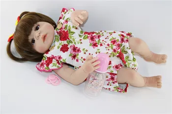 23inch atdzimis Reāli baby Lelle Pilnībā silikona vinila nekustamā touch bebe dzīvs gulētiešanas lelle Rotaļlietu kolekcija simulācijas lelle