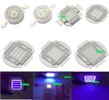 High Power Chip LED COB Gaiši Violetā 395Nm - 400Nm 1W 3W 5W 10W 20W 30W 50W 100W Izārstēt UV spuldze SMD