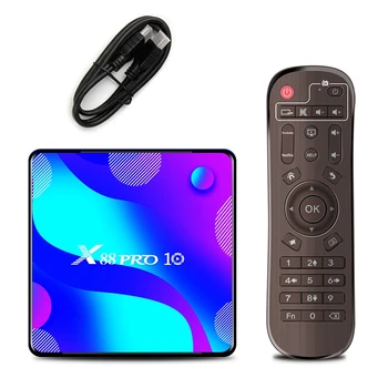 JAUNS-Android TV BOX X88 PRO10 Smart TV Box Android 10 RK3318 4G+32G 4K Media Player X88 Pro 10 Android TV Set Top Box