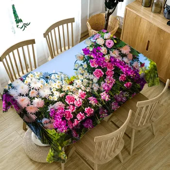 Ziedu galdautu taisnstūra Ūdensnecaurlaidīgs Poliestera 3D Galdauts Luksusa kāzu apaļā galda segums Pielāgota izmēra Spilvendrāna