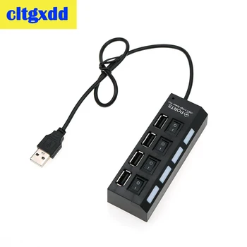 Cltgxdd 4 Port USB 2.0 HUB Sadalītāja lielu Ātrumu Ar On/Off Slēdzi Multi LED Adaptera Kontaktligzda PC Tablet Klēpjdatoru Spēle