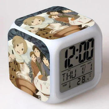 Anime Natsume Yuujinchou LED 7 Krāsu Flash Digitālā Modinātājpulksteņi Nakts Gaisma Guļamistabā Galda Pulkstenis despertador Modinātājs