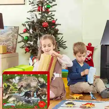 Ziemassvētku atpakaļskaitīšanas kalendārs sienas karājas apdare roku darbs dāvanas ģimenei un bērniem DIY dinozauru Ziemassvētku P9Z4