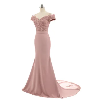Sieviešu garš oficiālu balli vakara kleita Plus lieluma O kakla mežģīņu piedurknēm frēzēšana kāzu kleita rozā, balta līgavas kleita