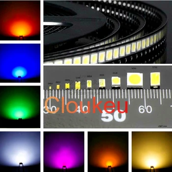 0402 1005 SMD LED gaismas caurule augsta spilgtuma lampas, krelles, Krāsa sarkana dzeltena zaļa zila, Oranža, Violeta, rozā