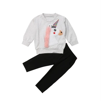 Mazas Meitenes Princese Apģērbu Komplekti Bērniem, Baby Meitenes, Unicorn sporta Krekls Topi+Bikses 2gab Tērpiem Komplekts 0-5T