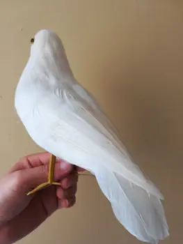 Putas&spalvas, balts miers, putnu aptuveni 25cm simulācijas balodis putns modelis priekšl.mājas dārza dekorēšana Ziemassvētku dāvanu w0700
