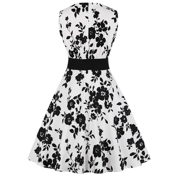 2XL Plus Lieluma Sieviešu Apģērbu saspraust Šūpoles Kleitu, Baltu Ziedu, Vasaras Retro Gadījuma Puse Drēbes Rockabilly 50s 60s Vintage Jurken