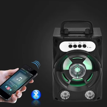 Mini Bezvadu Bluetooth Skaļruni ar Krāsainiem LED Gaismas, Portatīvo Āra Skaļruņu Atbalsts FM Radio TF Kartes