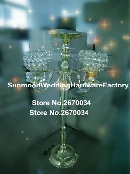 Jaunu dizainu kāzu zelta dzelzs kāzu kristāla bumbu, svečturi galda centerpieces
