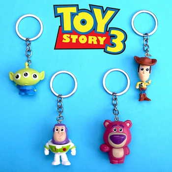 Disney Gudrs Filma Rotaļlietu Stāsts 4 Koka Buzz Lightyear PVC Rīcības Attēls Keychain Jessie Koksnes KeyRing Rotaļlietas Bērniem Dāvanu