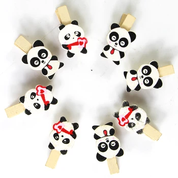 8 gab. Gudrs Panda Zilonis Dzīvnieku Karikatūra Mini Dabīgā Koka Naglas Memo Klipus Ziemassvētku Deco Kartes, Foto Papīrs Clothespins