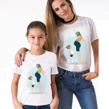 Vintage Vogue Smieklīgi Māte un Meita Drēbes, T krekls Estētisko Mamma un bērni Tshirt Bērniem Drēbes Ģimenes Izskatās Apģērbs, T-krekli